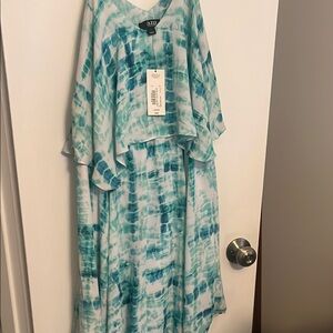 a.n.a Blue and White Tie-Dye Dress